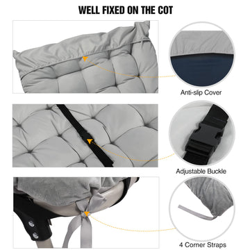 REDCAMP 2-inch dark grey cot pad on a cot, compact travel companion.