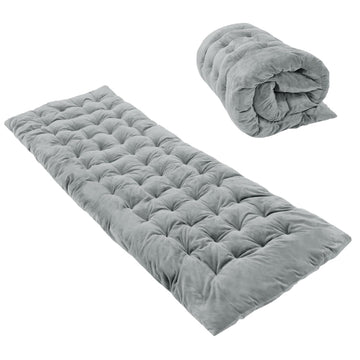 REDCAMP folding cot pad on grey surface showing plush velvet finish for camping comfort.