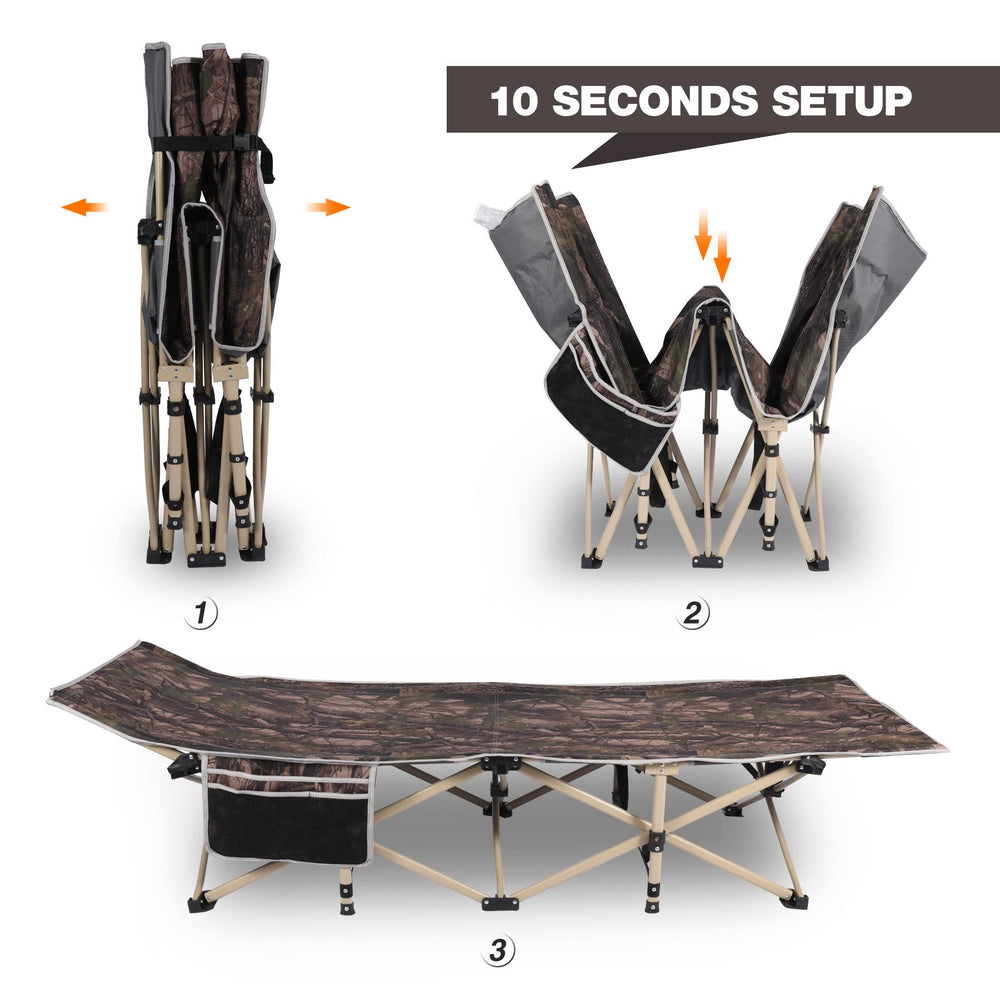 REDCAMP cot elliptical legs, thicker tubes boost stability and durability