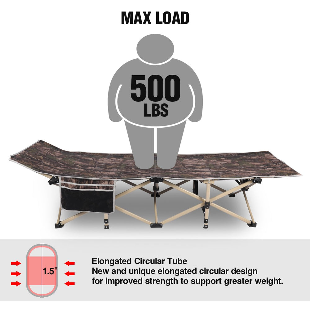 REDCAMP folding hunting cot setup, quick tool-free deployment
