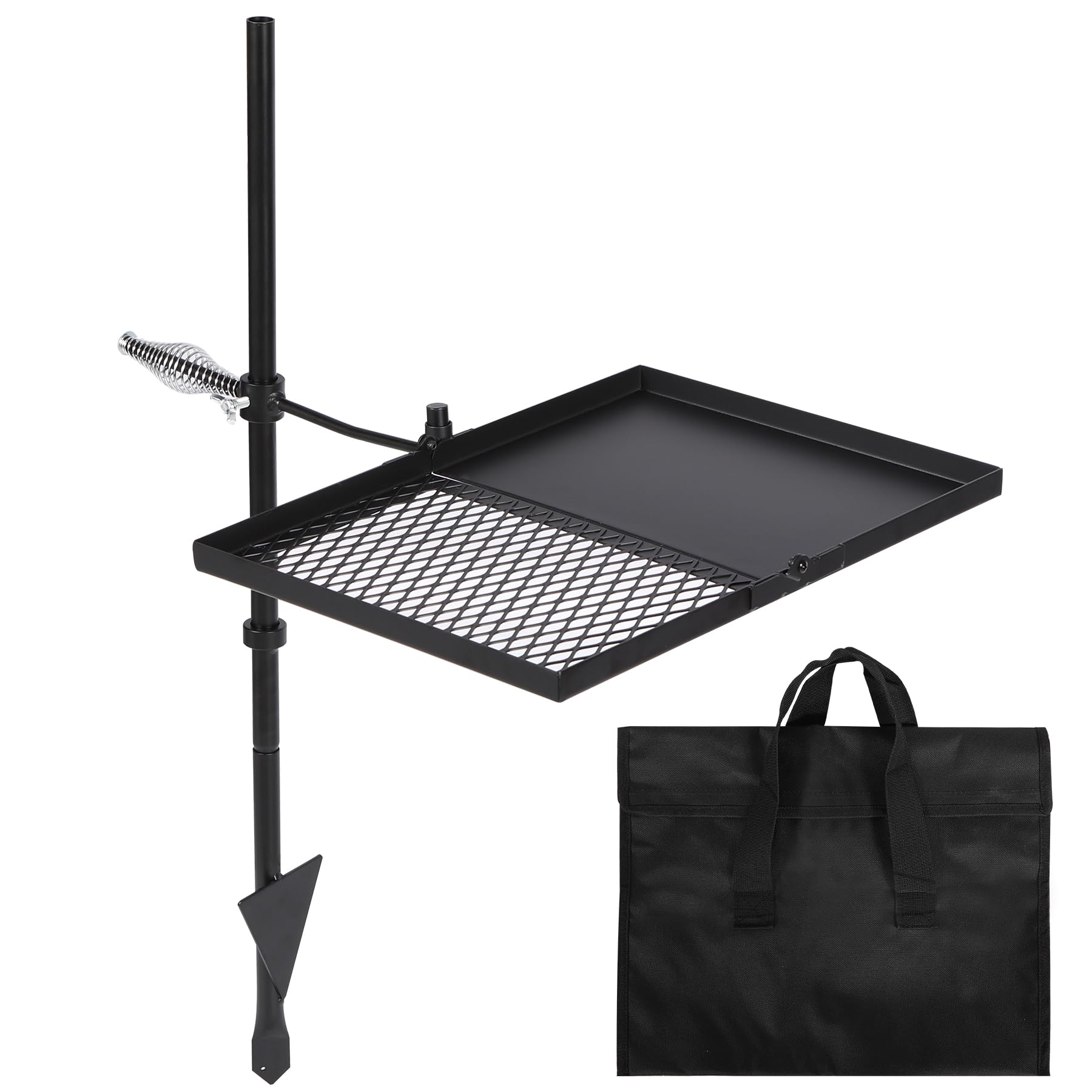 REDCAMP Folding Swivel Campfire Grill unfolds for easy setup and outdoor cooking.