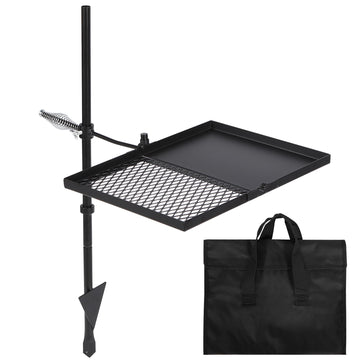 REDCAMP Folding Swivel Campfire Grill unfolds for easy setup and outdoor cooking.