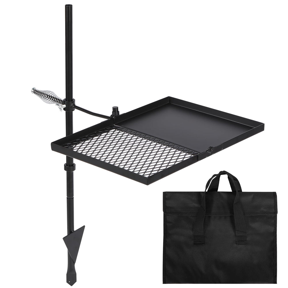 REDCAMP Folding Swivel Campfire Grill unfolds for easy setup and outdoor cooking.