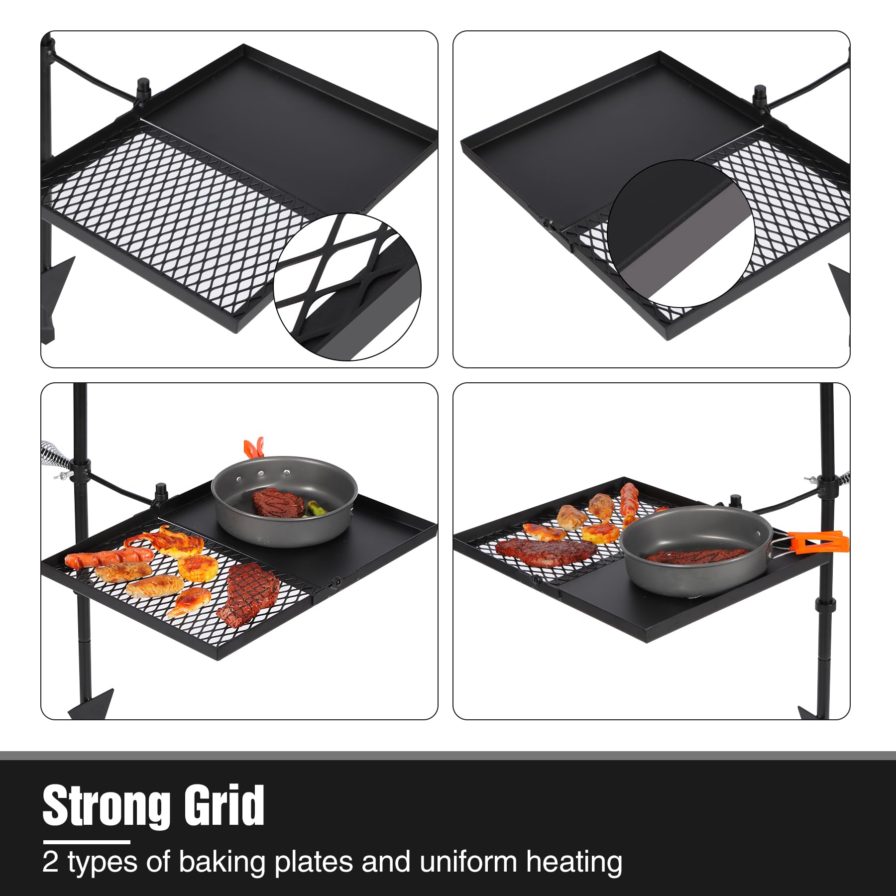 REDCAMP grill shown with carrying bag for portable camping use.