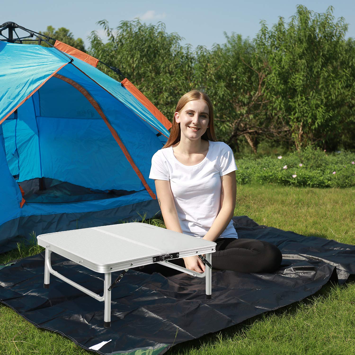 REDCAMP folding table compact storage with built-in carry handle