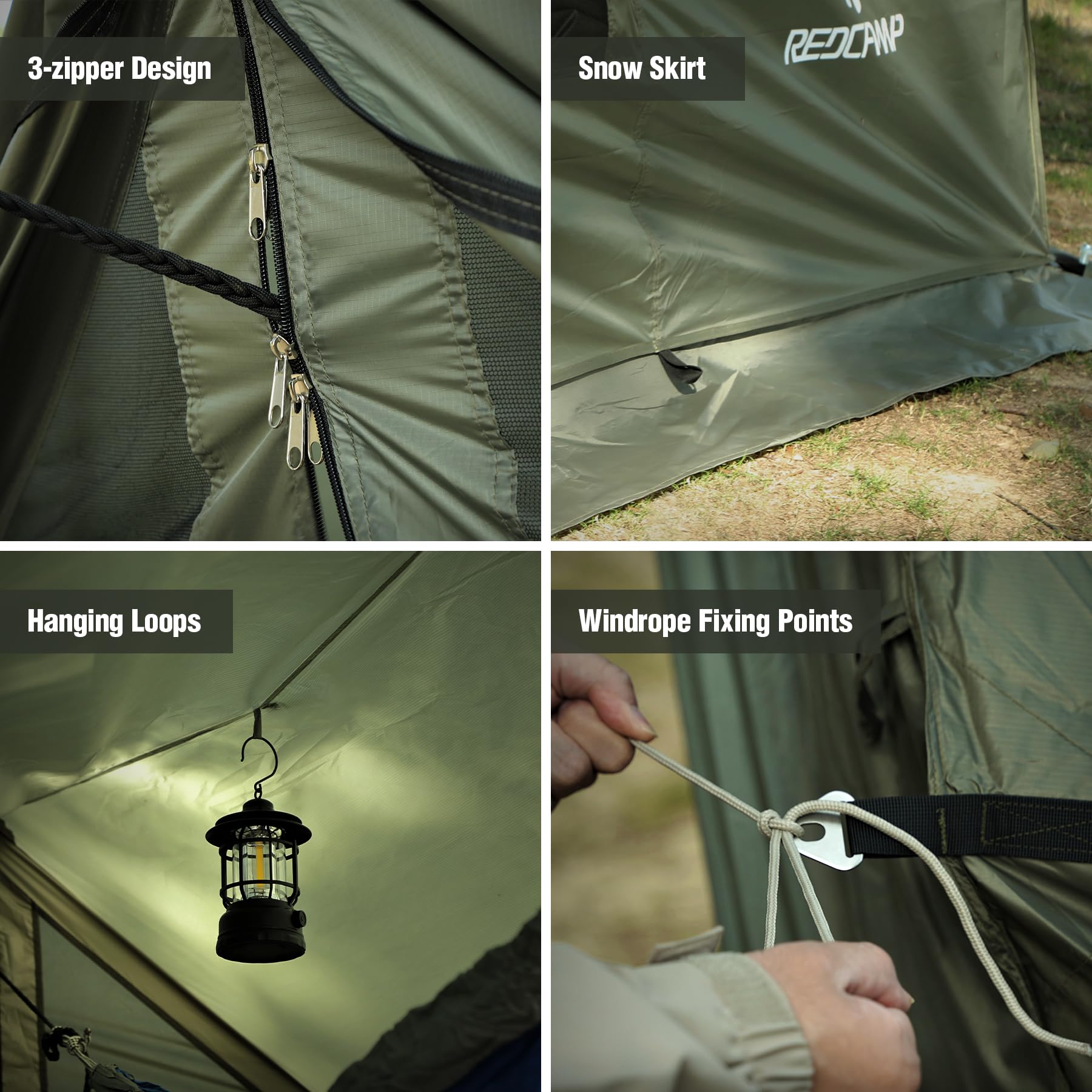 REDCAMP dual-door windows provide ventilation while keeping bugs out.