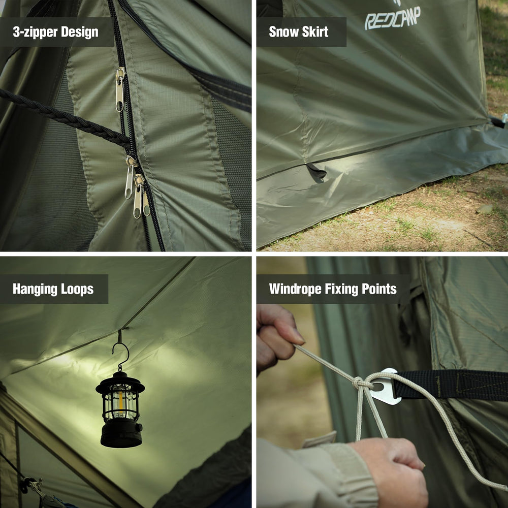 REDCAMP dual-door windows provide ventilation while keeping bugs out.