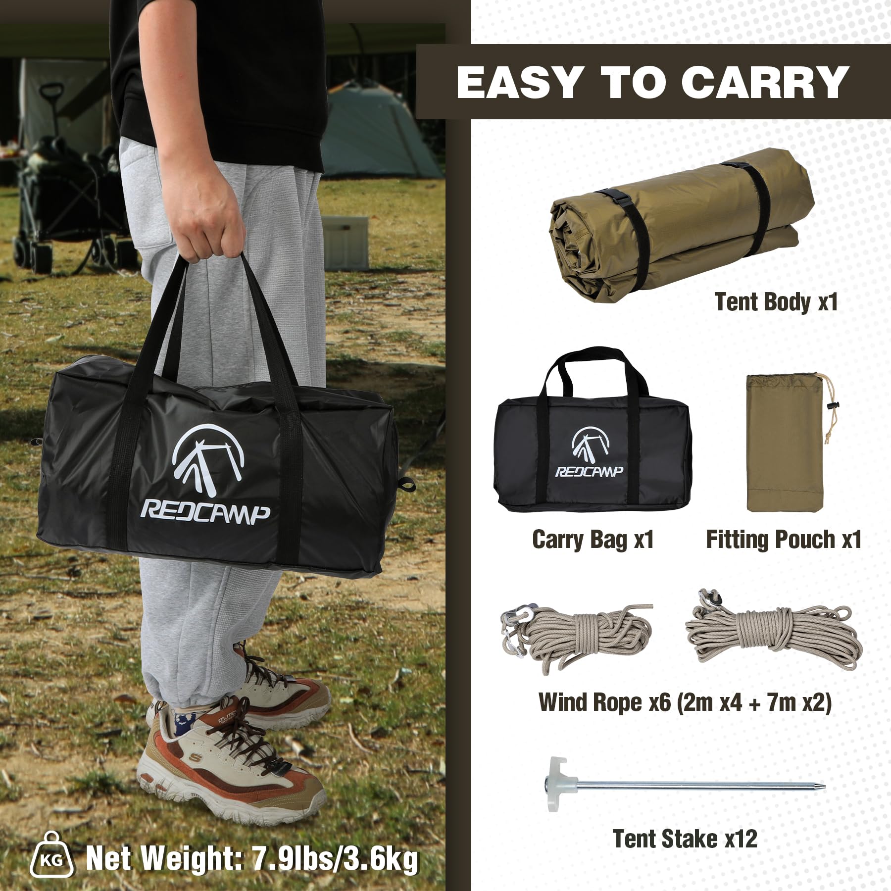 REDCAMP hammock hot tent lightweight setup supports quick camping trips