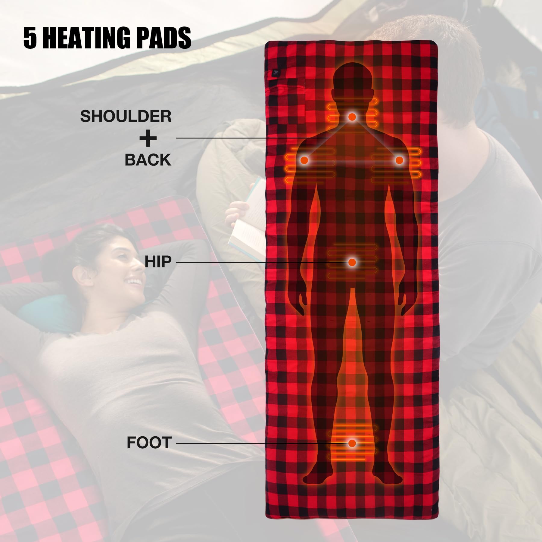 REDCAMP pad fitted in a car backseat for comfortable road trips