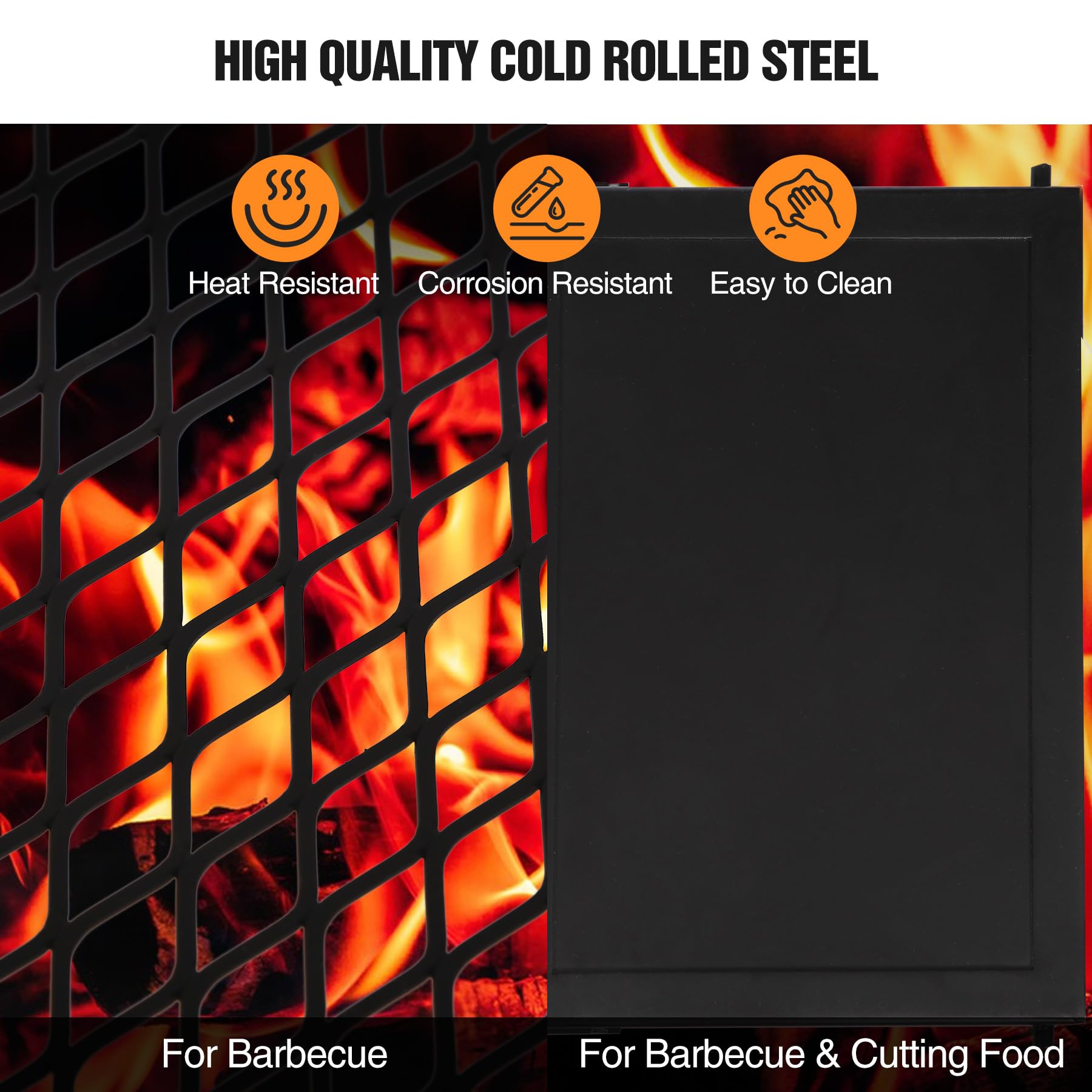 REDCAMP heavy-duty steel construction signals durability during campfire cooking.