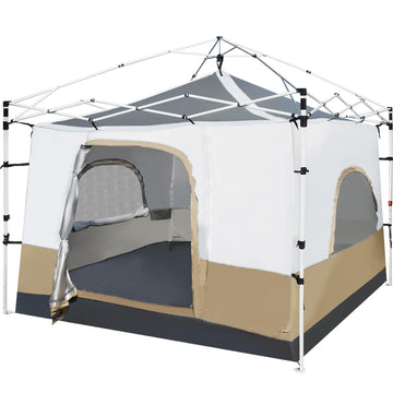 RedCAMP inner-tent-setup offers a spacious 9.5' interior for six sleeping bags.