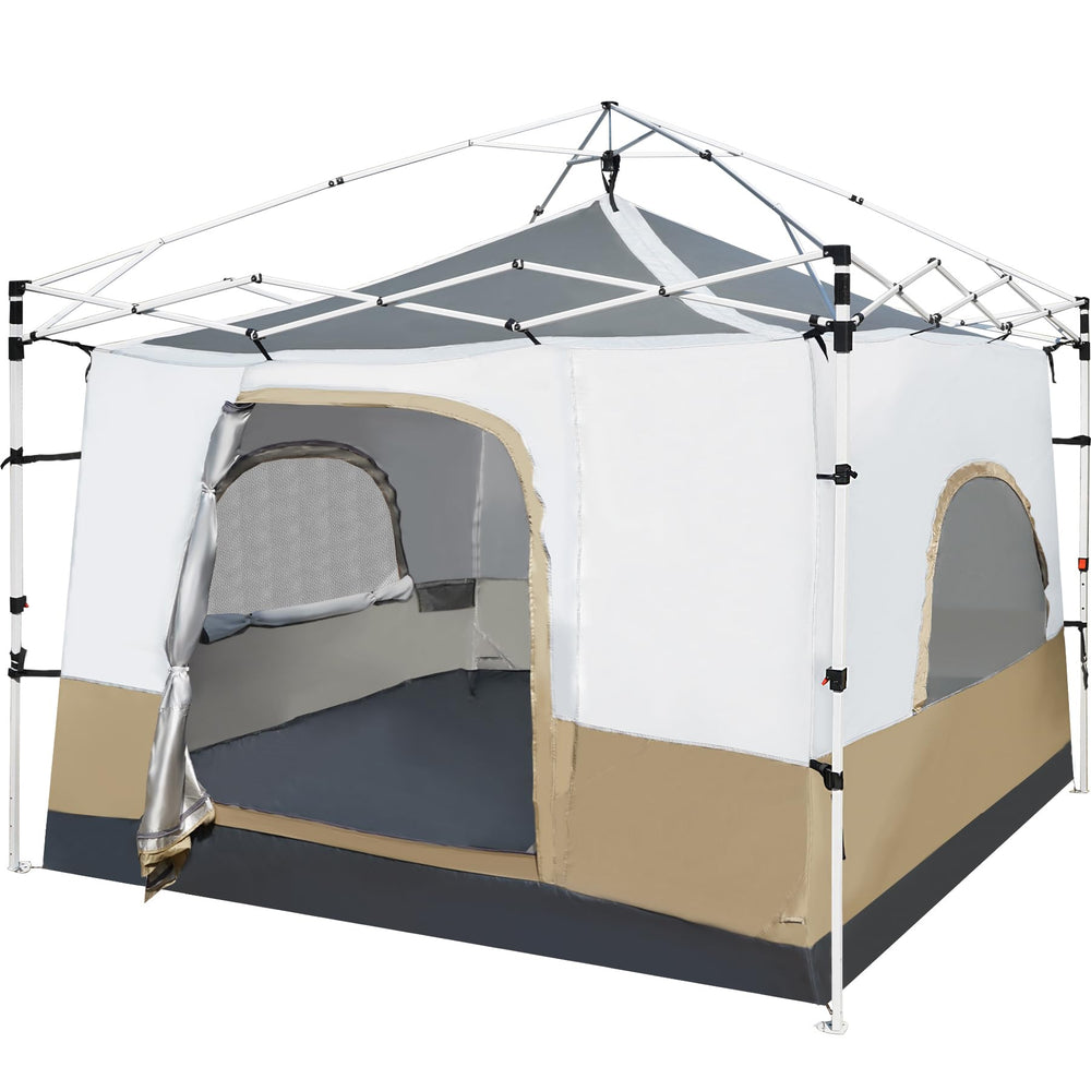 RedCAMP inner-tent-setup offers a spacious 9.5' interior for six sleeping bags.