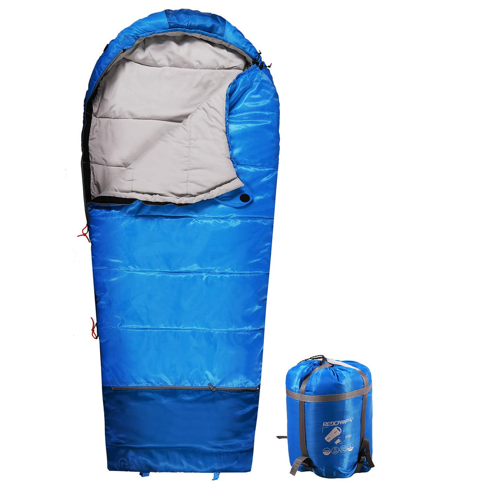 REDCAMP Kids Mummy Sleeping Bag blue front view for outdoor camps