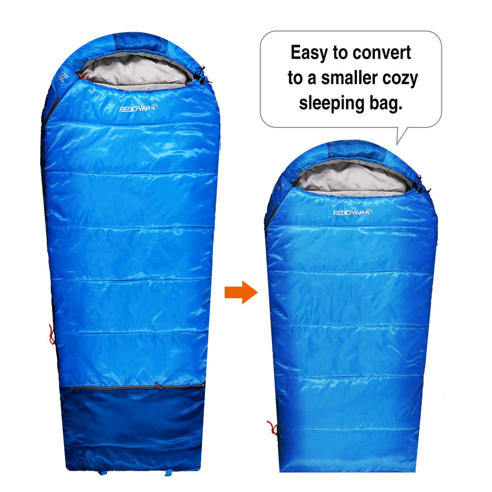 REDCAMP Kids Mummy Sleeping Bag blue interior liner for gentle warmth