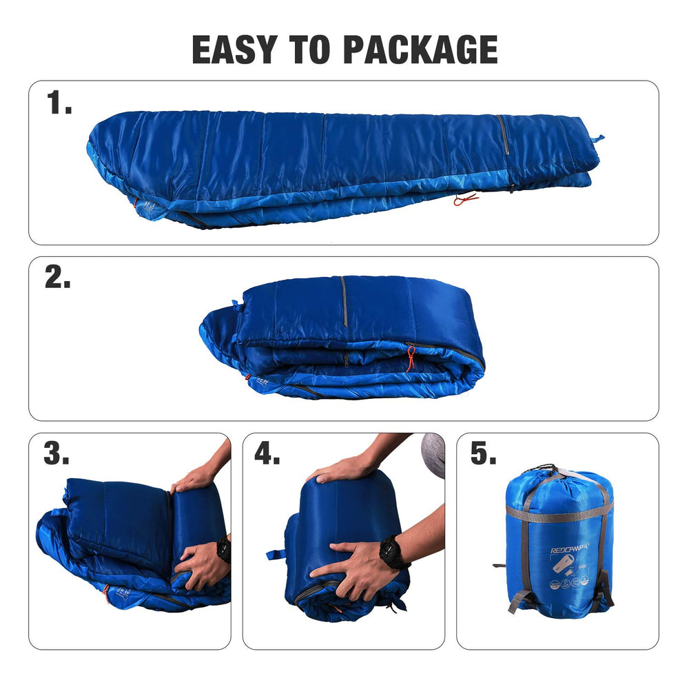 REDCAMP Kids Mummy Sleeping Bag blue warmth suitable for 5-15°C nights
