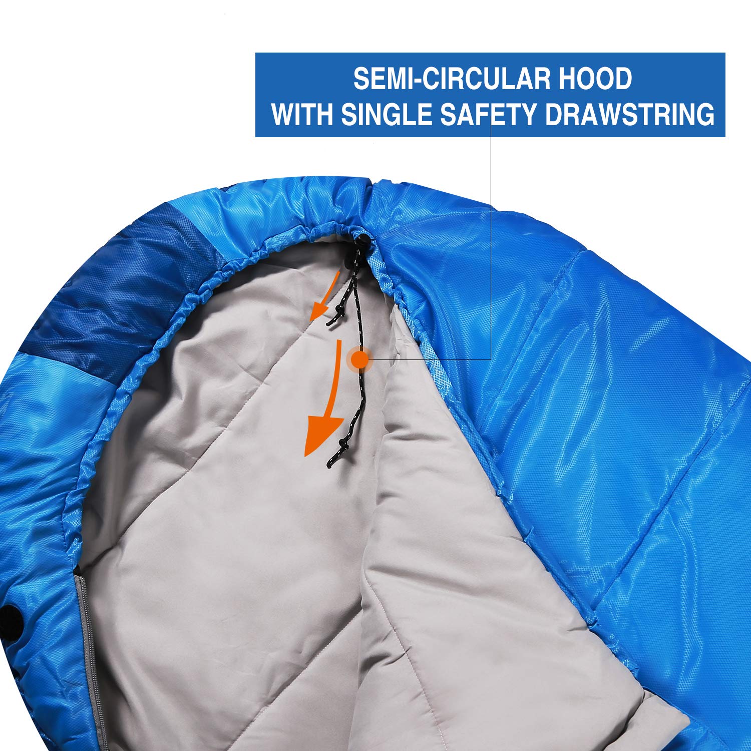 REDCAMP Kids Mummy Sleeping Bag blue zipper guard protects skin
