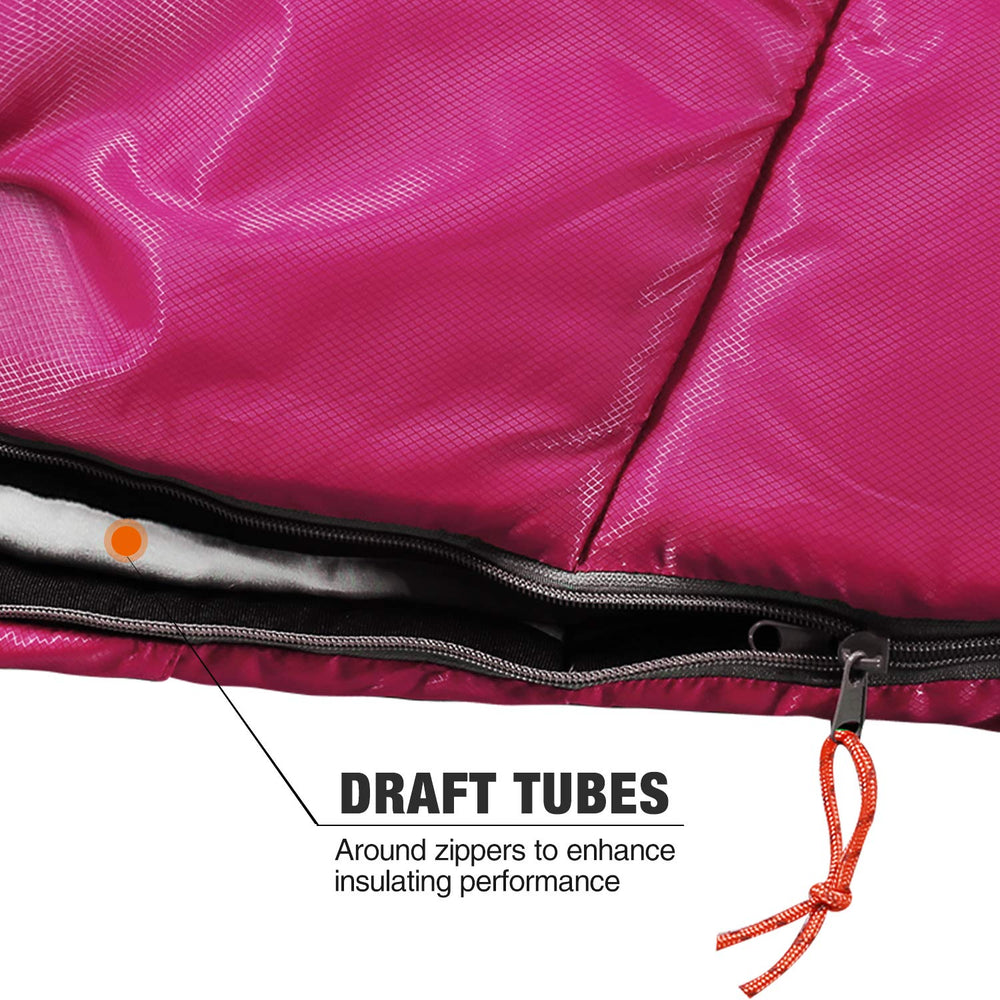 REDCAMP Kids Mummy Sleeping Bag pink dimensions 170cm x 65cm x 50cm for growing kids.
