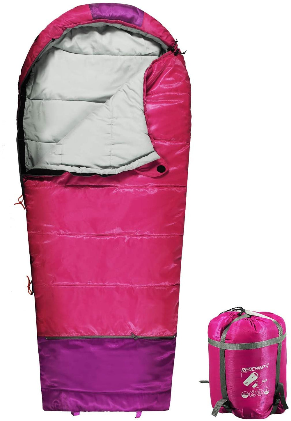 REDCAMP Kids Mummy Sleeping Bag pink closed for travel