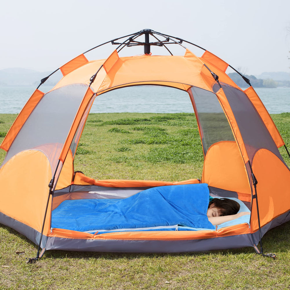 REDCAMP kids sleeping bag blue indoors outdoors use for sleepovers
