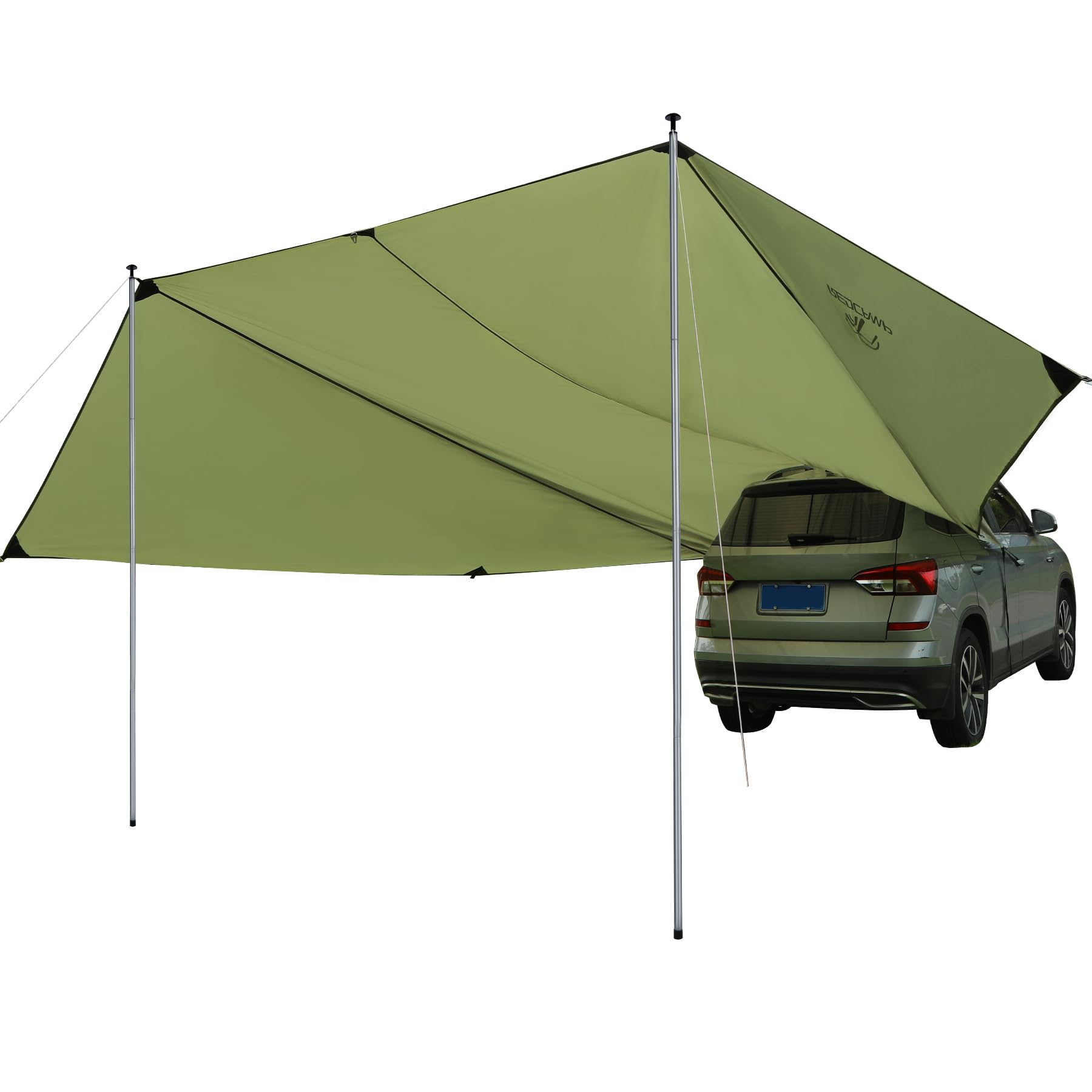 REDCAMP large car awning setup offers instant shade for group outdoor activities.