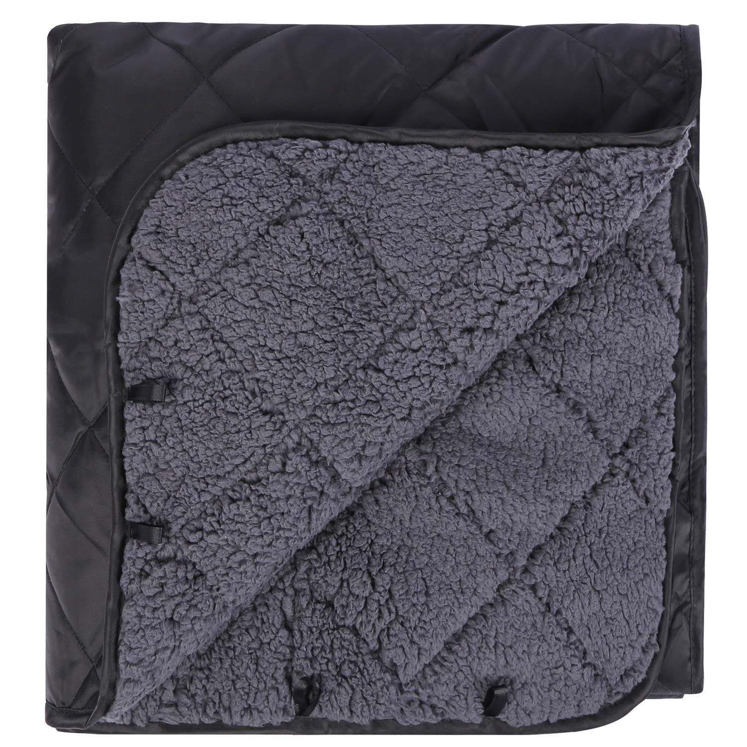 RedCAMP large warm blanket sherpa folded, showing compact portability for quick outdoor setup.