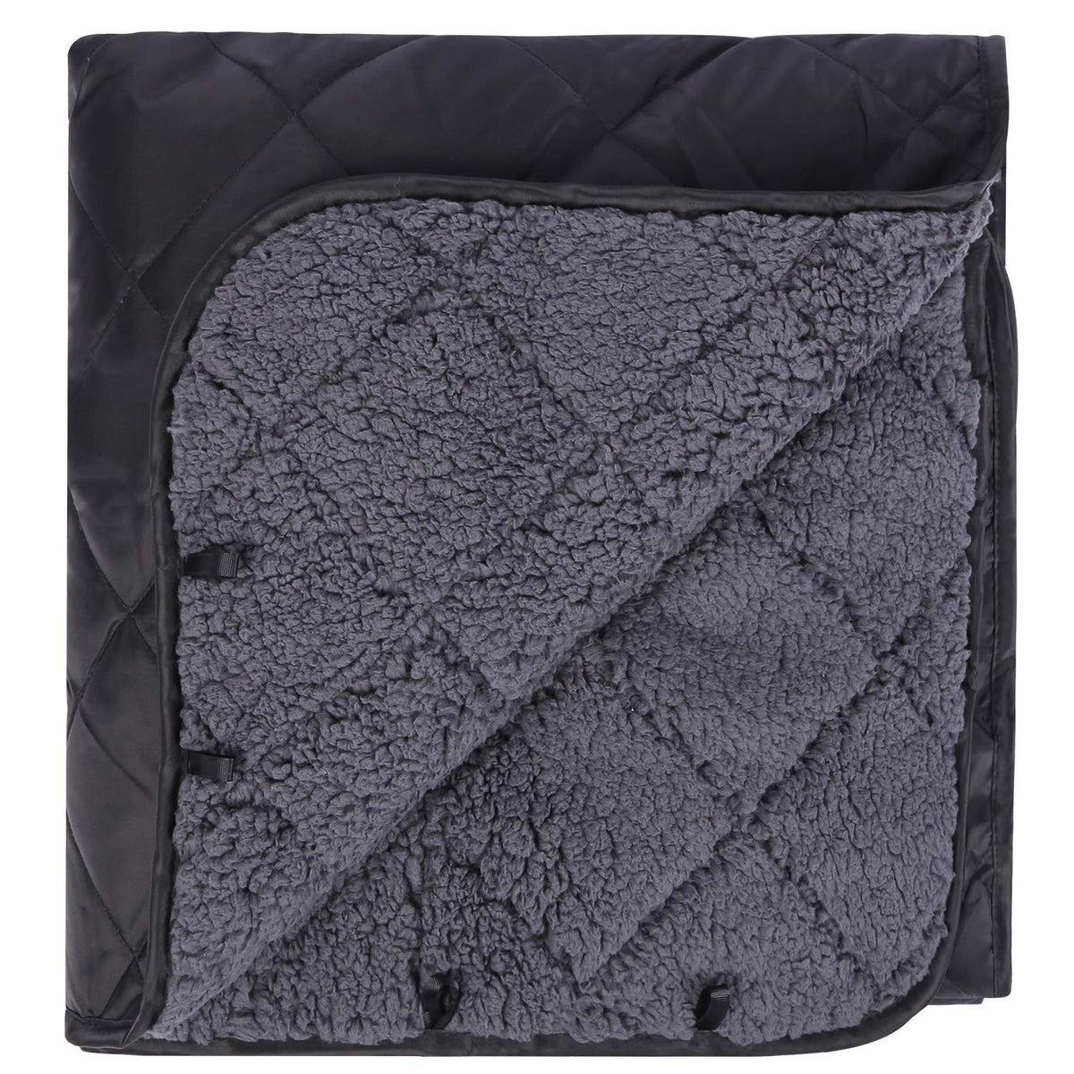 RedCAMP large warm blanket sherpa folded, showing compact portability for quick outdoor setup.