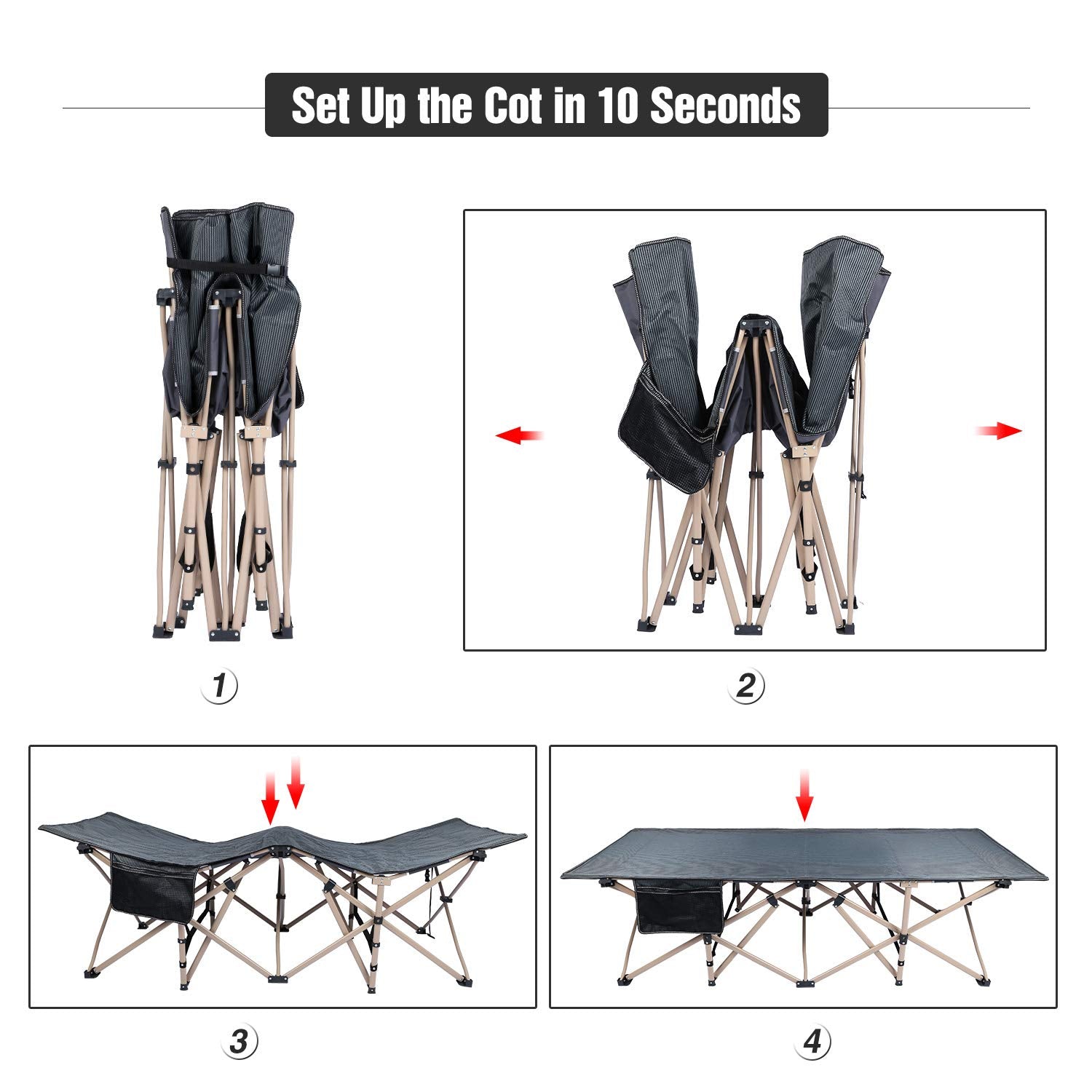 REDCAMP 500–600 lb capacity cot ideal for outdoor adventures and family use.