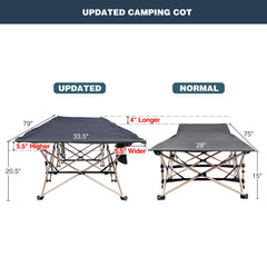 REDCAMP gray heavy-duty cot with reinforced legs supports up to 600 pounds.