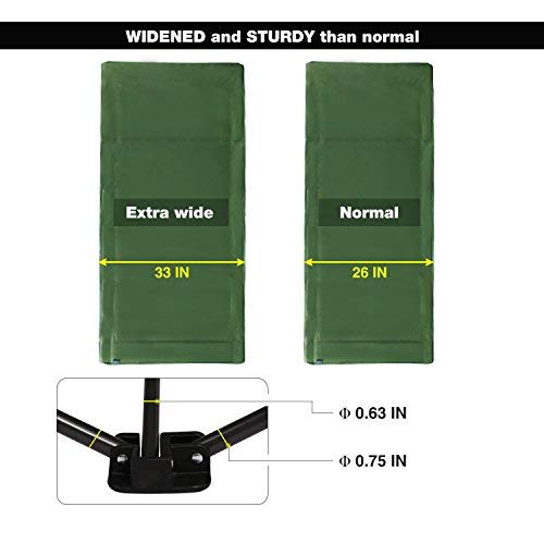 REDCAMP oversized cot green dimensions show extra-long and wide sleeping space