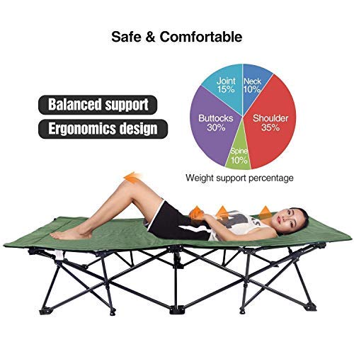 REDCAMP oversized cot green folded storage in its bag