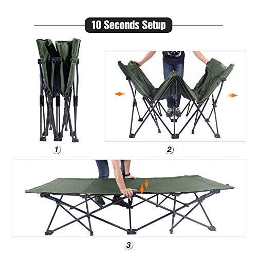 REDCAMP oversized cot green in-use outdoors on grass