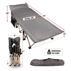 REDCAMP storage bag keeps cot compact and ready for travel