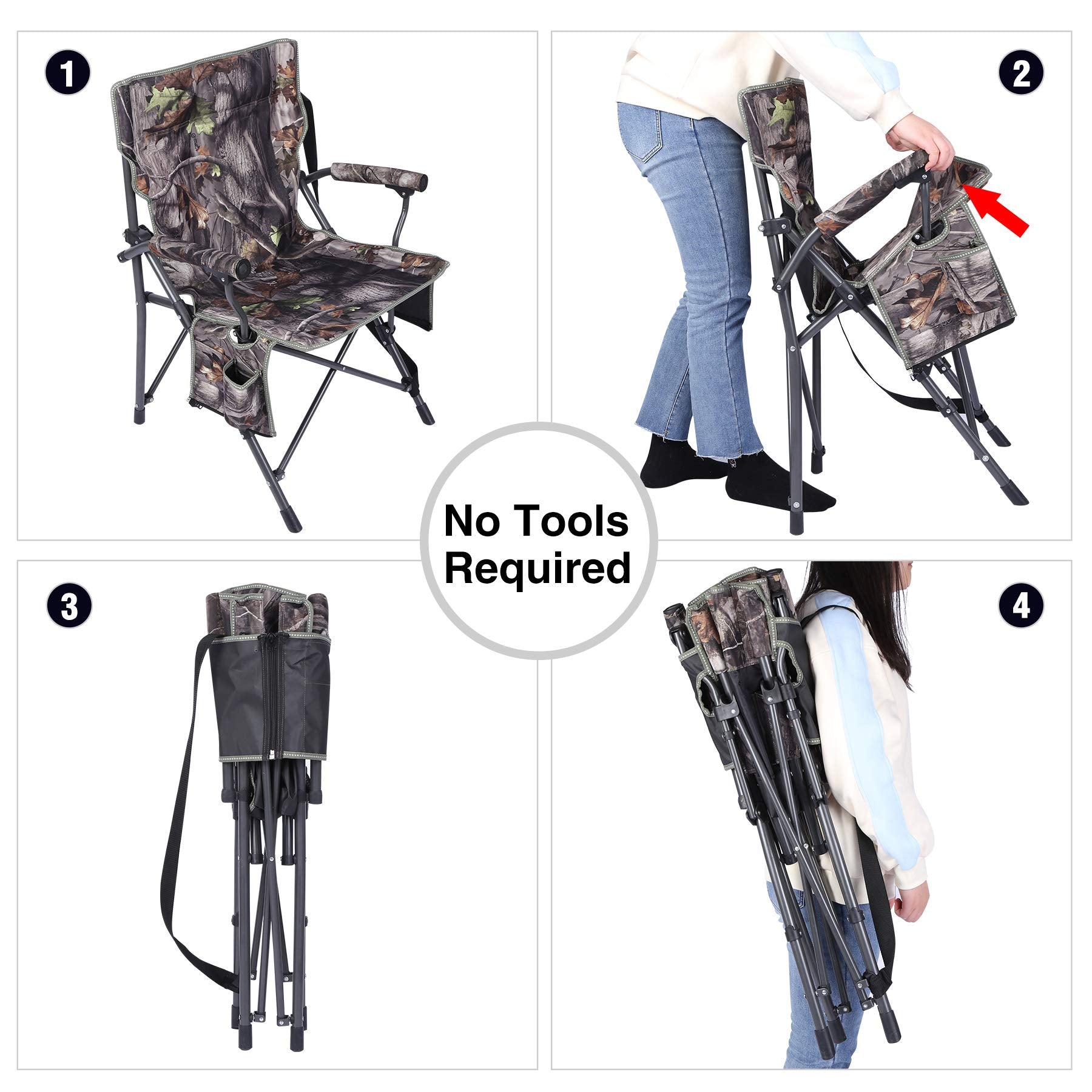 Redcamp all-terrain chair with thicker feet pads stays stable on uneven ground