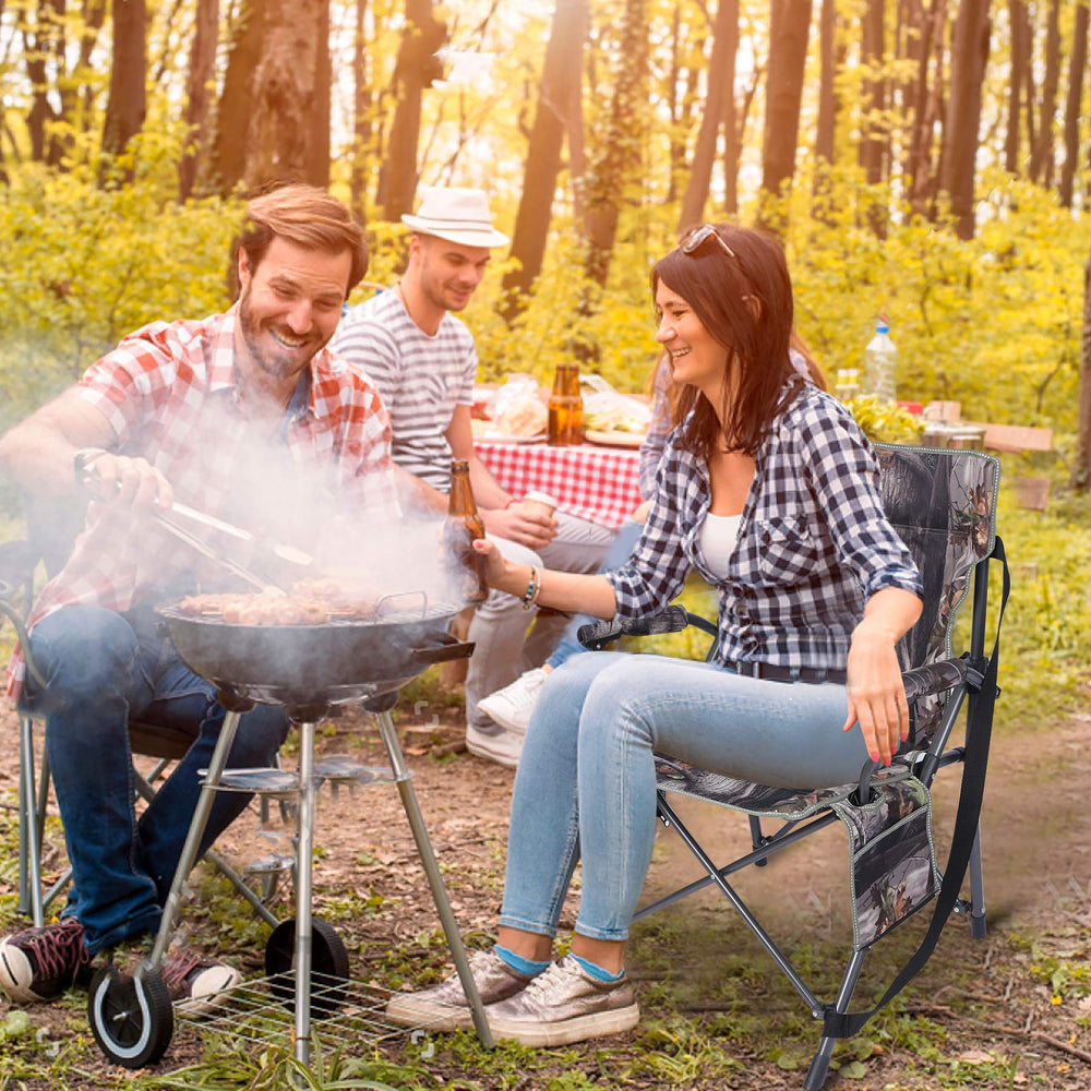 Redcamp heated swivel hunting chair with camouflage keeps you comfortable on cold stand mornings