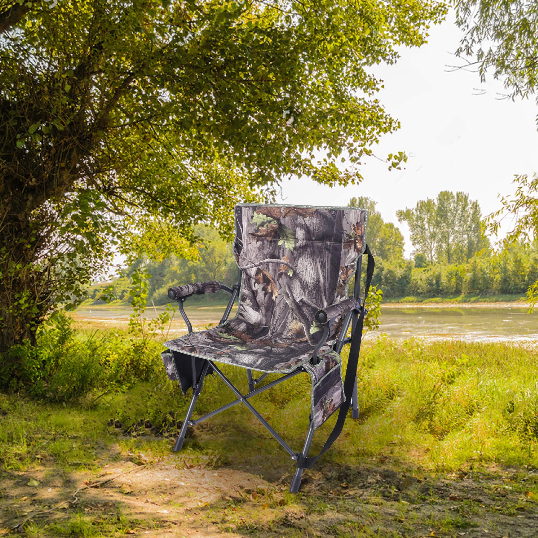 Redcamp folding chair with shoulder straps makes transport effortless to the blind