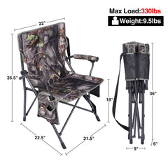 Redcamp oversized hunting chair with canopy provides shade and quick shelter during long waits