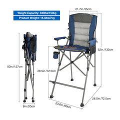 REDCAMP tall chair with side pocket and cupholder for essentials within reach