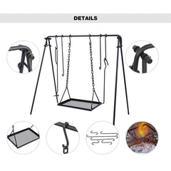 REDCAMP portable Dutch oven hanger keeps cookware within reach over embers.