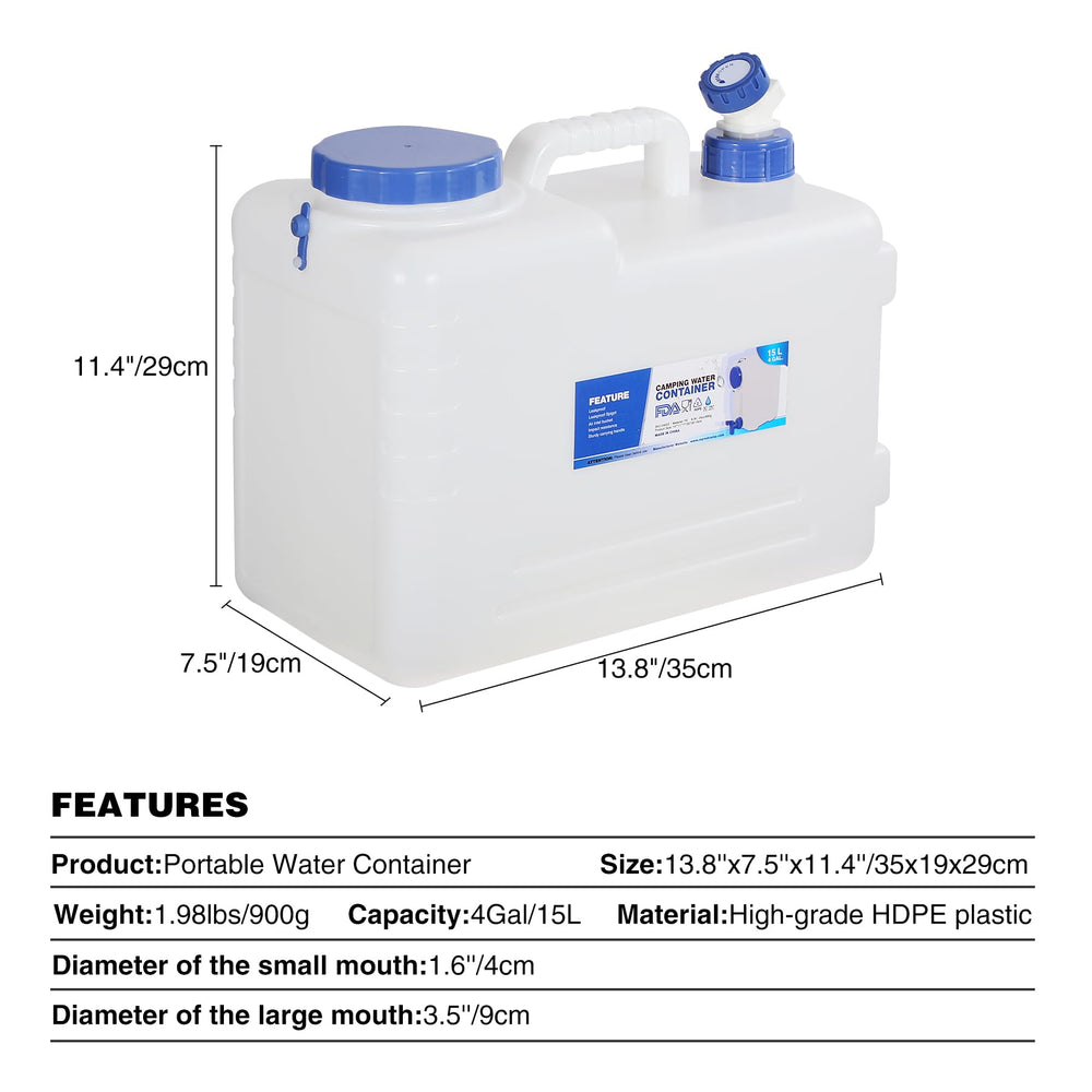 REDCAMP portable emergency water storage with two handles for transport