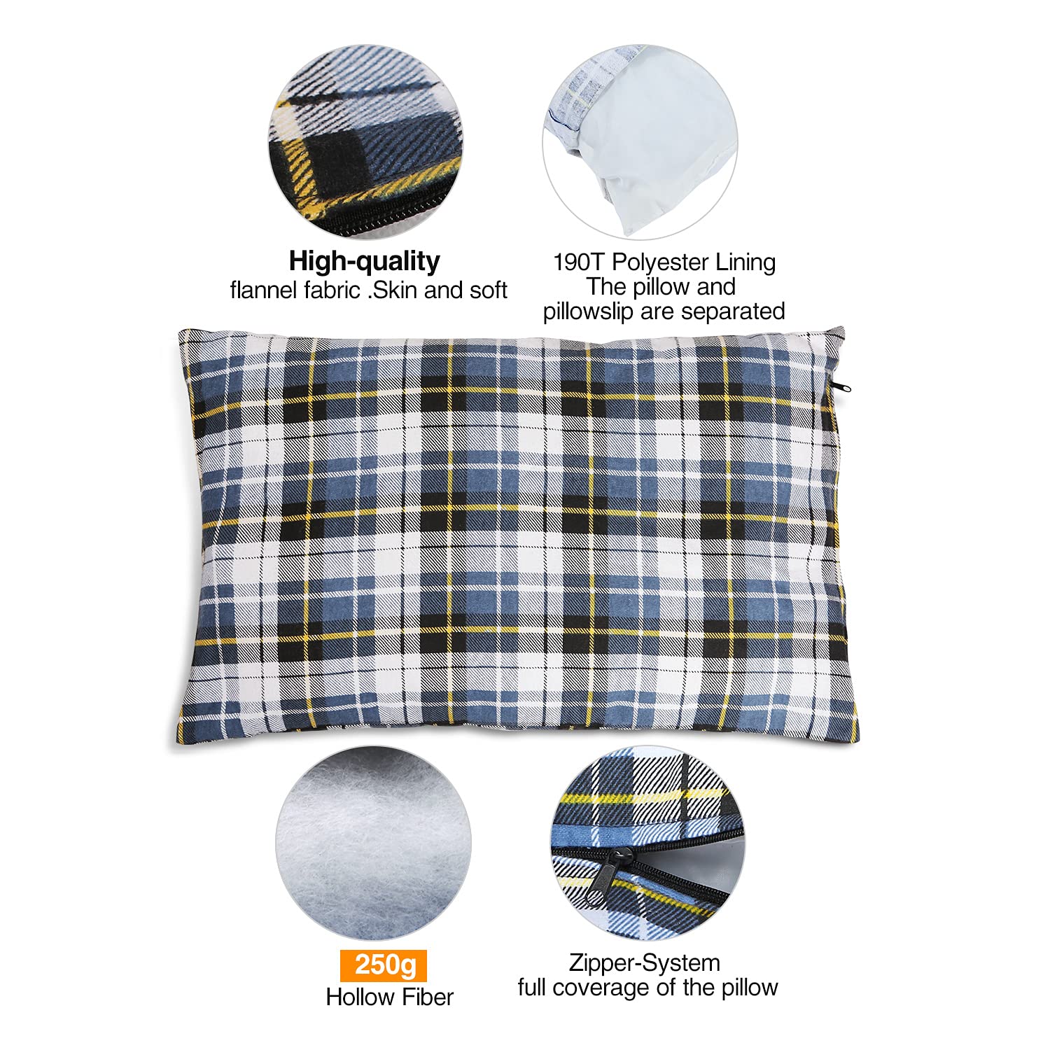 Close-up of soft flannel shell on Redcamp RC16031 pillow.