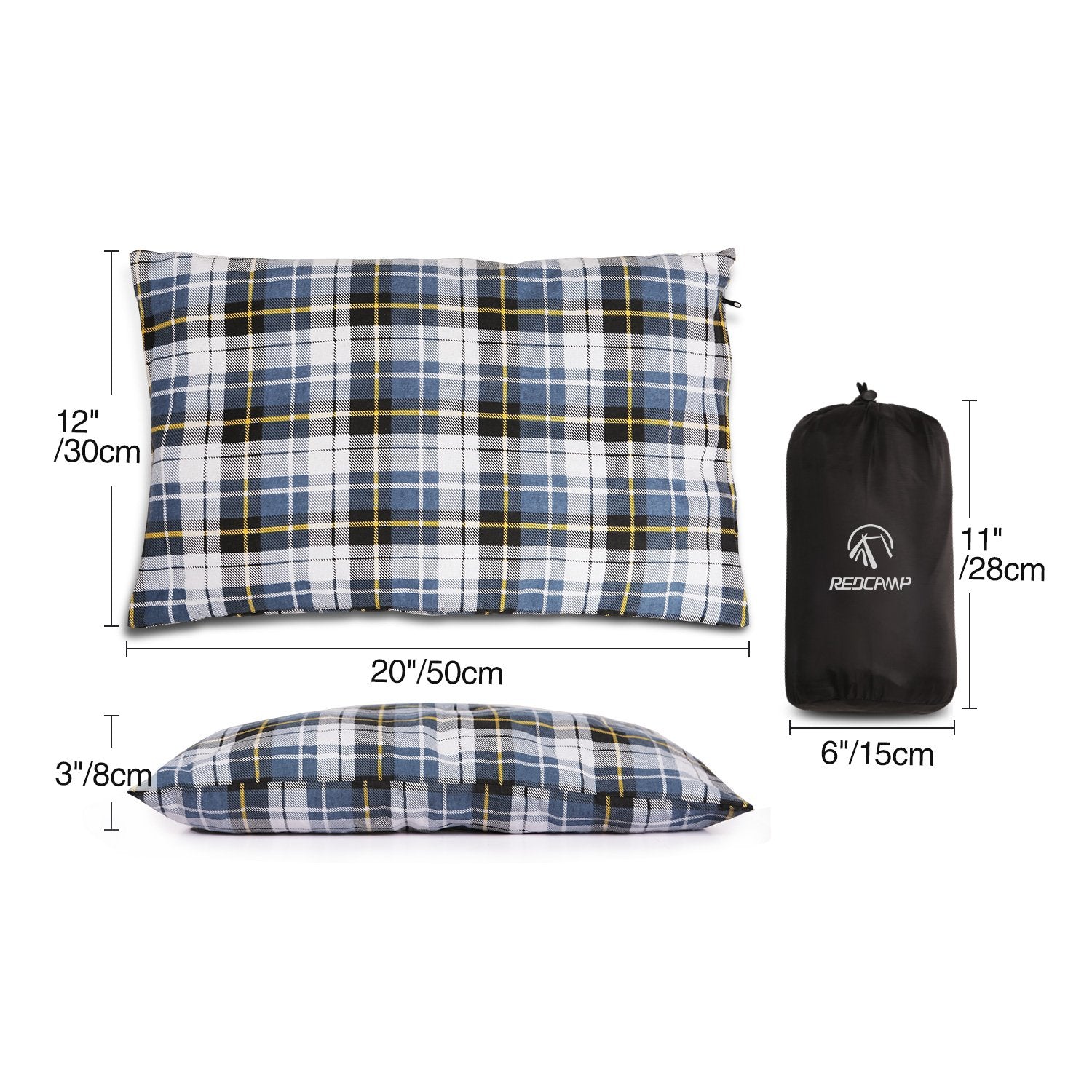 Includes storage bag for organized packing with the pillow.