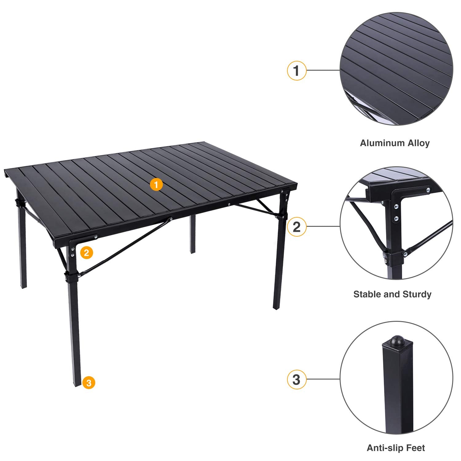 Redcamp roll-up table in use at the beach for meals