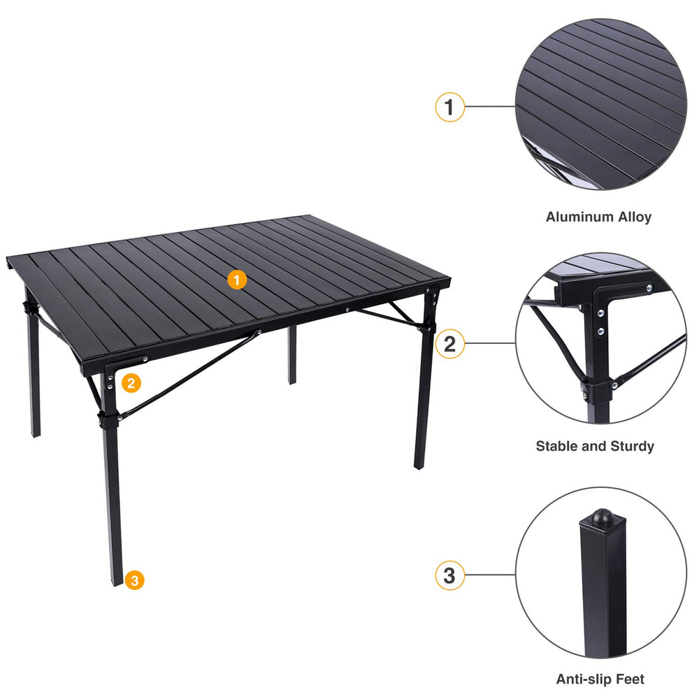 Redcamp roll-up table in use at the beach for meals