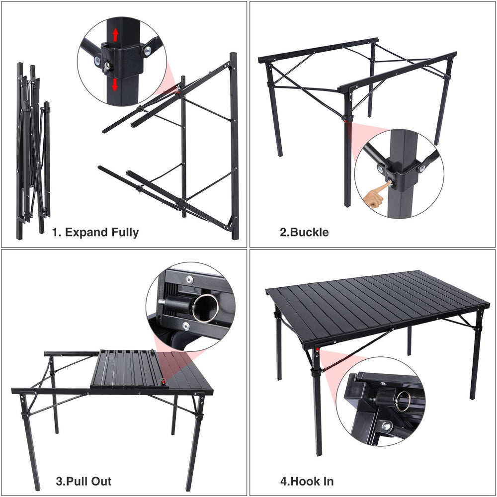 Redcamp roll-up table stable base on uneven terrain