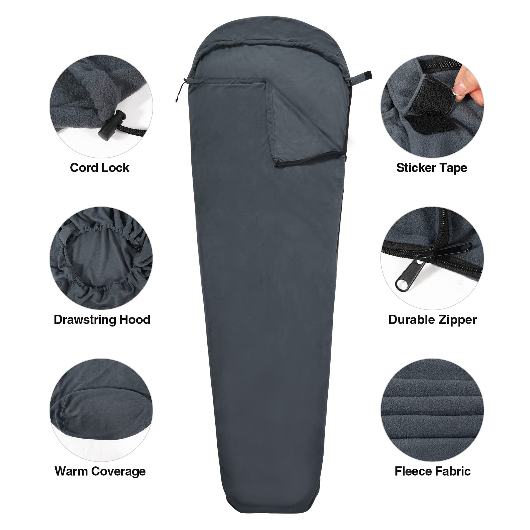 Redcamp sleeping bag liner with zipper converts to quilt or mat.