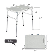 REDCAMP small folding table with carry handle showcases easy portability for camping trips.