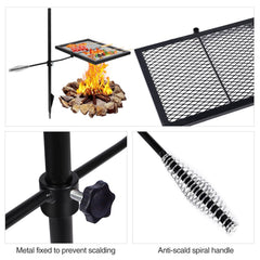 Redcamp swivel grill adjustable height helps fit various campfire flames.