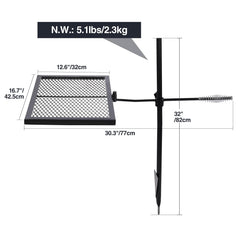 Redcamp campfire grill with diamond mesh top for even heat distribution.