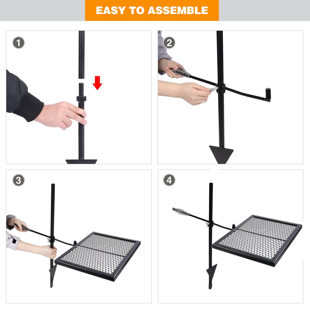 Redcamp gravity grill dimensions 42.5 by 32 cm for portable meals.