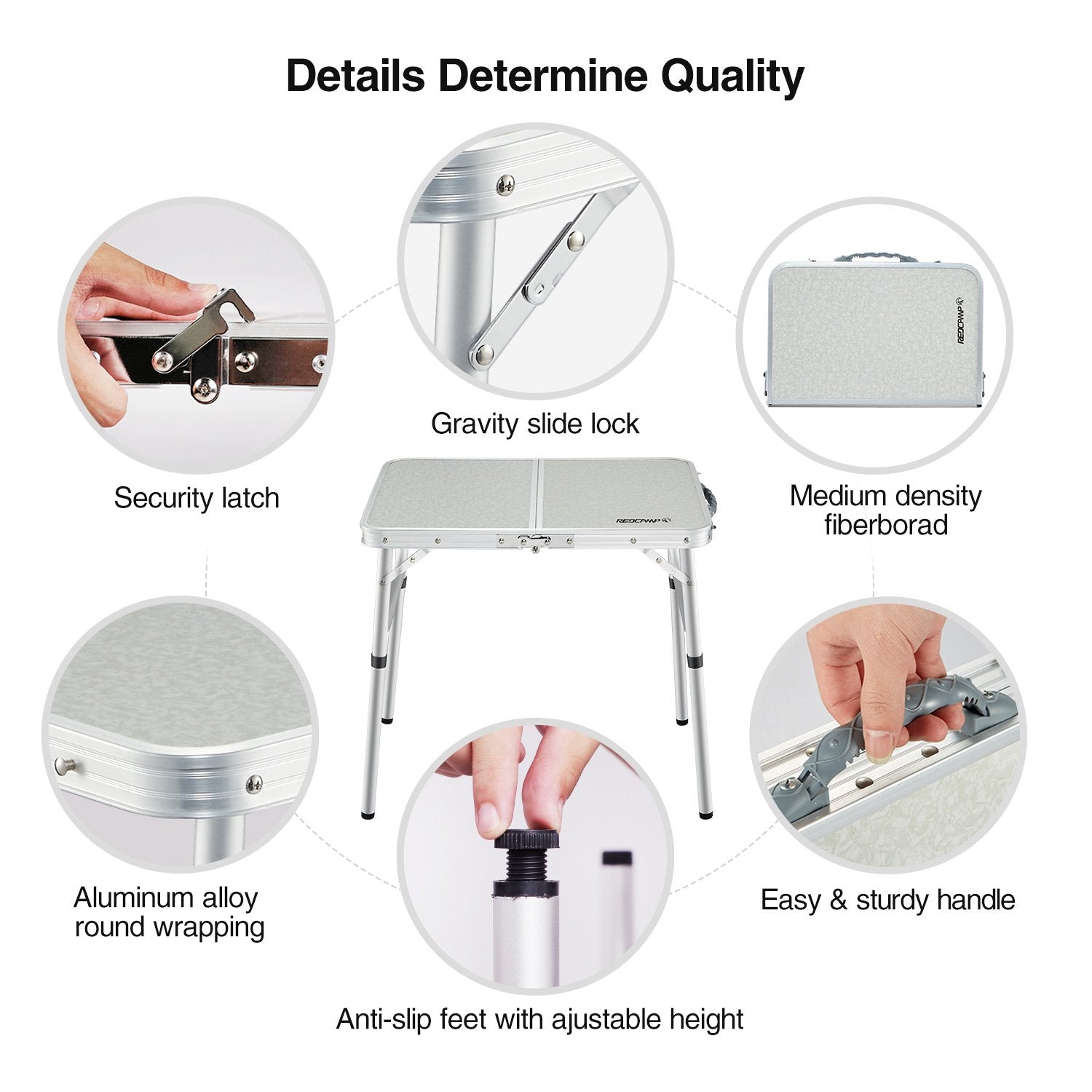 REDCAMP wipe-clean tabletop ready for mess-free meals.